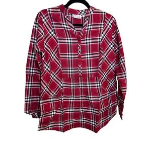 Joan Rivers Plaid Babydoll Button Shirt Size 6 New